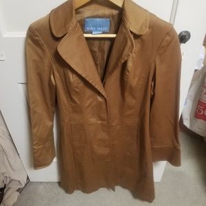nine west rain coat brown with bows xs